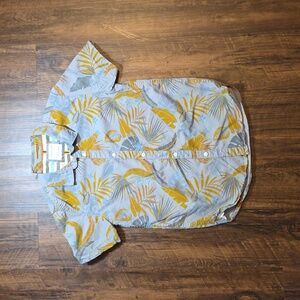 Denim & Flower Kids Tropical Print Shirt - Yellow and Gray Beach Cottonblend
